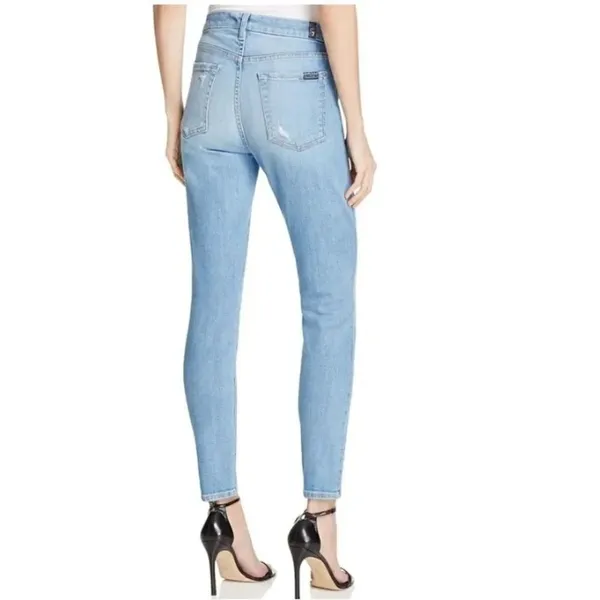 NWT 7 For All Mankind Ankle Skinny Distressed Sequin Jeans - Image 2