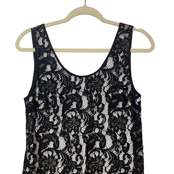Wilfred Aritzia Black Lace Shift Dress Nude Lining Eyelash‎ Hem Mini Womens Med - Image 4