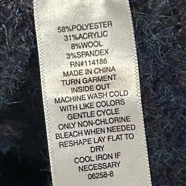 a.n.a. Women's Cozy Fuzzy Blue Wool Blend Split Rolled Hem Sweater - Image 8