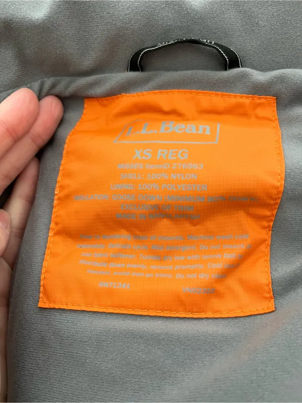 LL Bean Goose Down Puffer Vest. Orange Size XS - Image 8