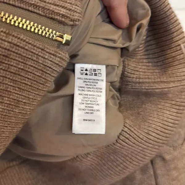Joie tan puffer cableknit bomber style jacket M - Image 5
