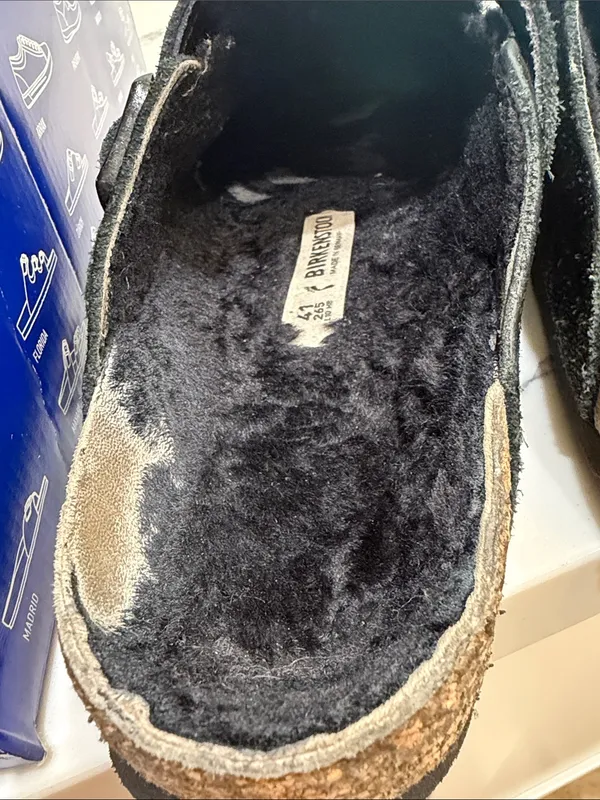 Birkenstock Boston VL/Fell black suede - Image 7