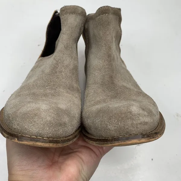 Anthro Diba True Sz 6.5 Stop By Bootie Beige Brown Suede Leather Colorblock Boot - Image 9
