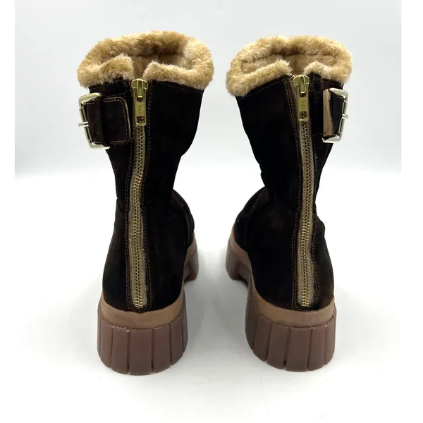 Free People Fable Faux Fur Lined Boots Custom Dark Brown Chunky Lug Sole - Image 5