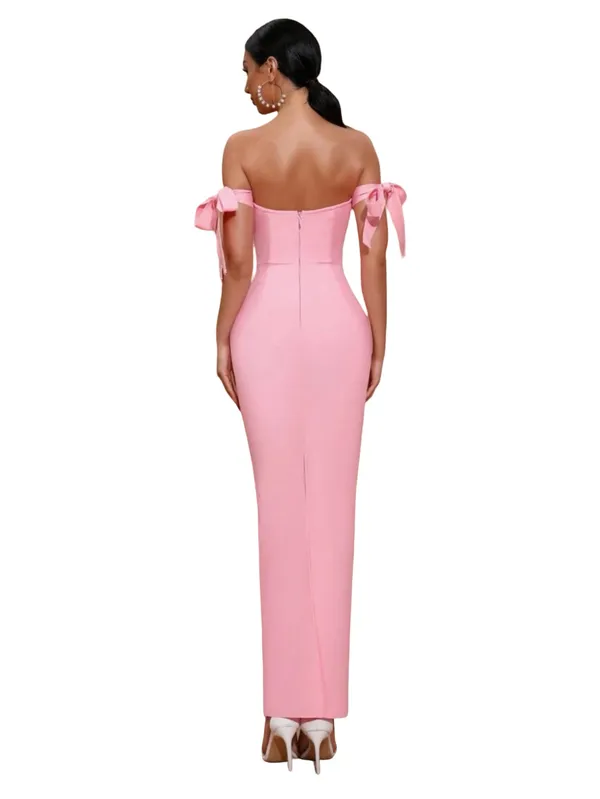Boutique Pink and Pearl Maxi Dress - Image 2