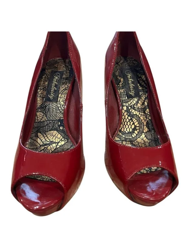 Chase + Chloe Red Peep Toe Heels Women - Image 4