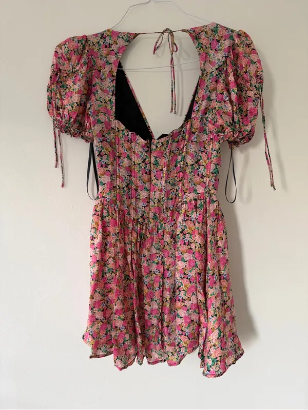 For Love and Lemons Paulina Mini Dress in Pink Floral Size XS Bustier Style - Image 11