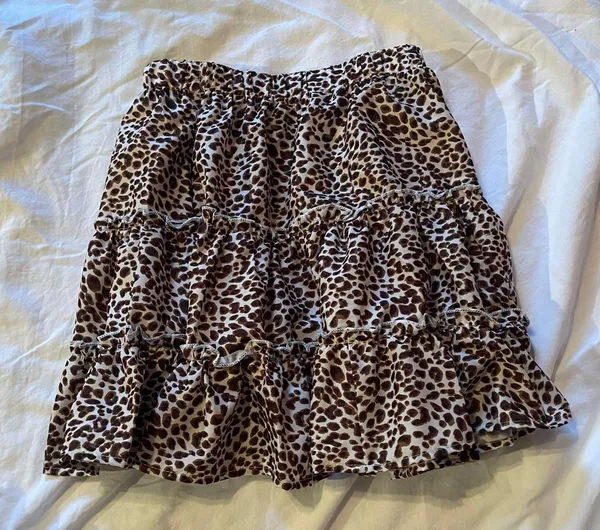 Boho Cheetah Print Tiered Ruffle Mini Skirt - Image 2