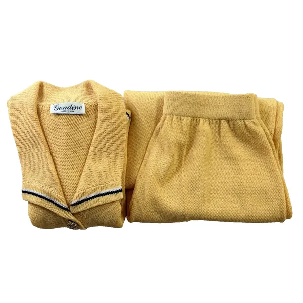Vintage Gondine USA Knit Pantsuit Set Cardigan Wide Leg Pants Women's - Image 4