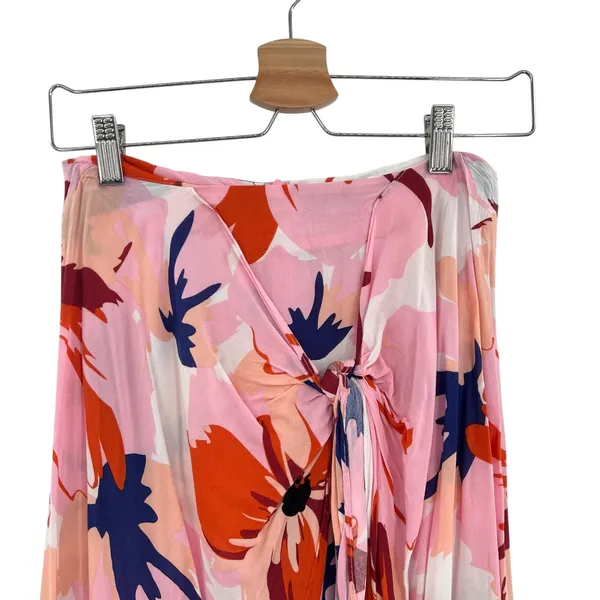 Le Salty Label Skirt Midi Knotted‎ Wrap Floral Print Pink Size Small - Image 3