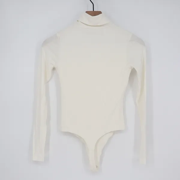 Naked Wardrobe Cream Turtleneck Long Sleeve Bodysuit Small - Image 6