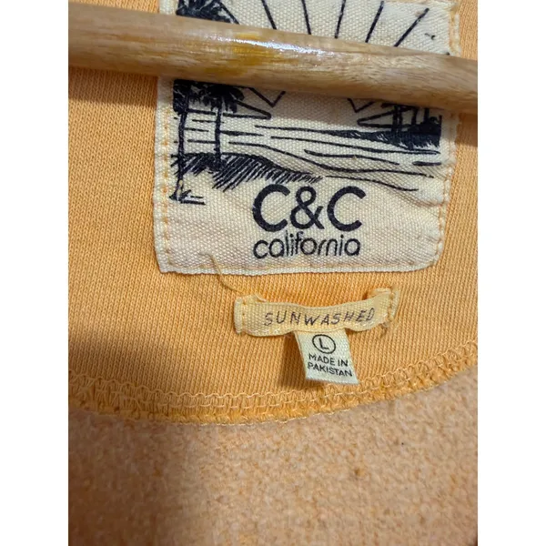 C&C California Womens Sunwashed Quarter Zip Sweatshirt Orange Large Relaxed Fit - Image 4