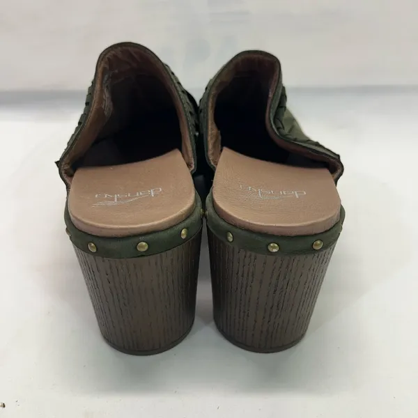 Dansko Fringe‎ Mules Sz 9 EU 42 Olive Green 3” heel New - Image 4