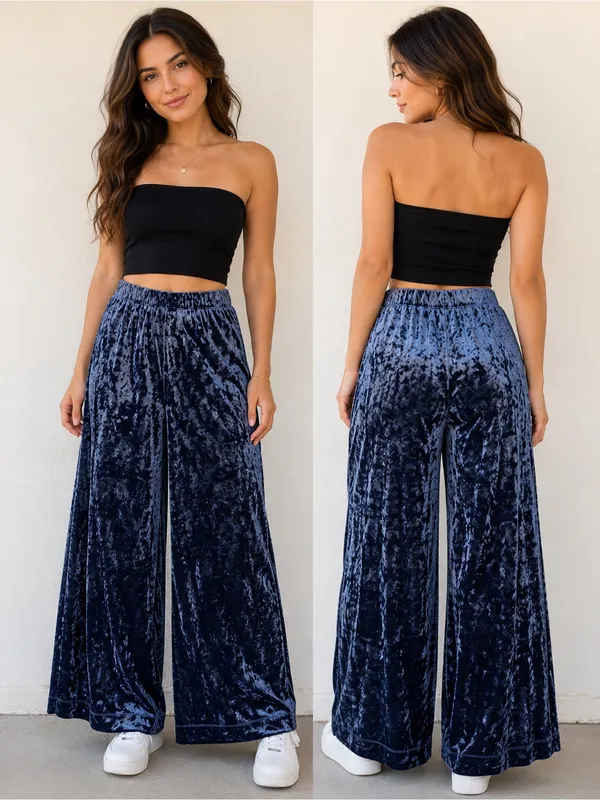a new day Velvet Wide Leg Pants in Deep Navy - Image 2