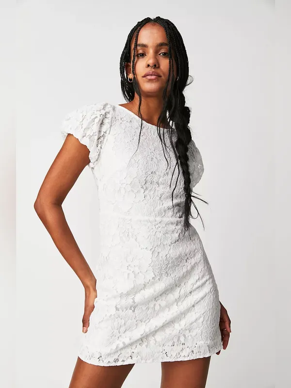 NWT Free People Ivory Hailee Lace Mini Dress ~ Size Medium - Image 3