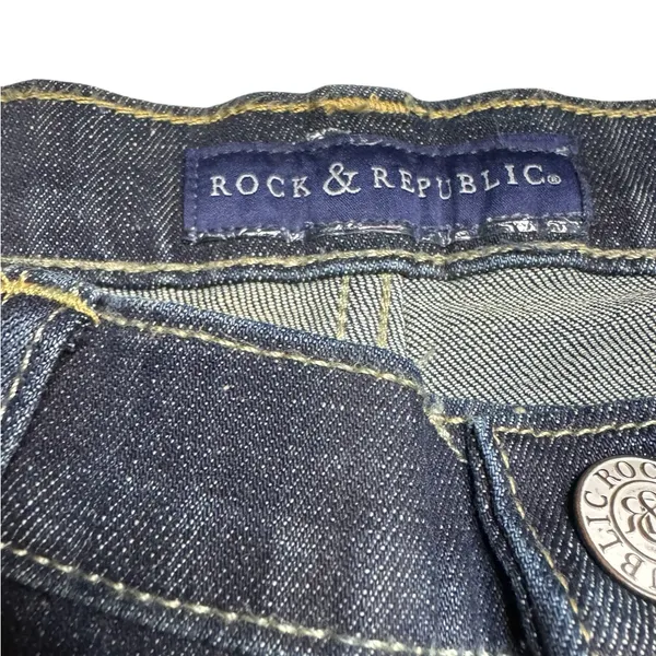 👖 Rock‎ & Republic Bootcut Jeans Women’s 12 ✨ Dark Wash Embroidered Pockets 💙 - Image 2
