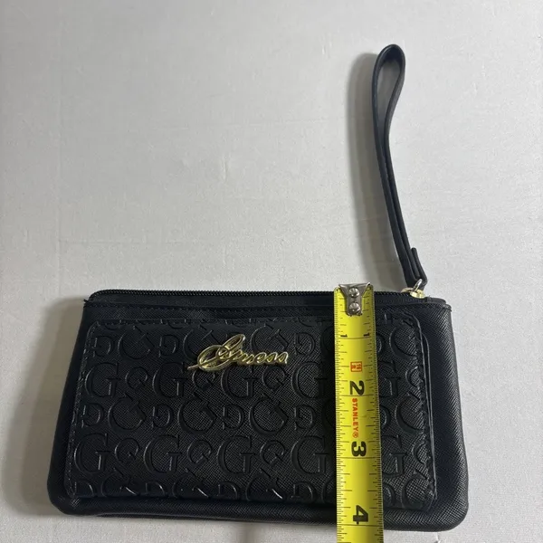 GUESS Bowie Embossed Logo Black‎ Wristlet Wallet Credit Card Clutch Y2K - Image 8
