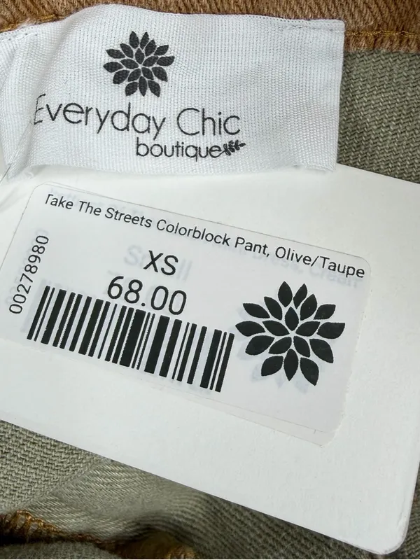 Everyday Chic Take The Streets Pants XS Olive Taupe Colorblock Utility NWT - Image 5
