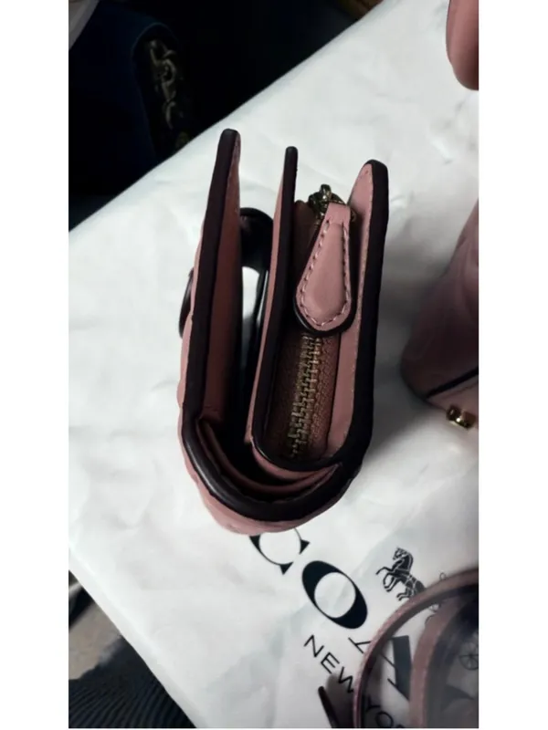NEW Coach Signature Leather Medium Corner Zip Wallet Pink Petal CZ341 NWT - Image 9