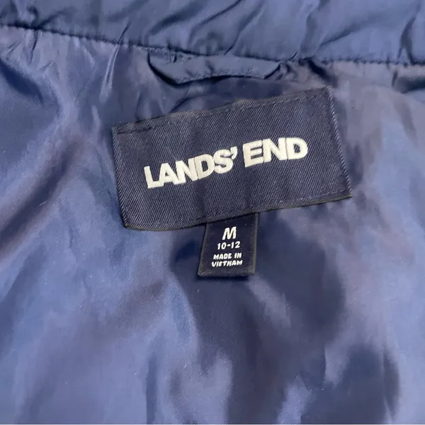 Lands End Vest Puffer Down Feathers Quilted Lightweight Pockets Full Zipper Blue - Image 10