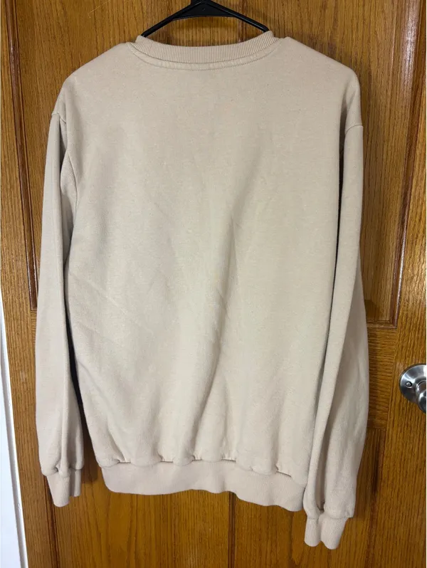 Divided Basic Men’s S Beige Fleece Crewneck Sweatshirt Pullover Long Sleeve - Image 2
