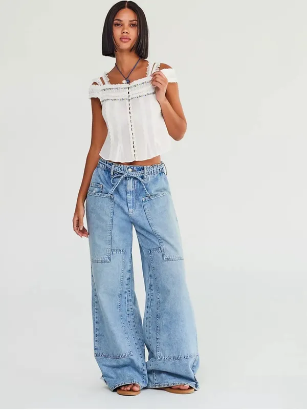 We The Free CRVY Outlaw Wide Leg Baggy Jeans Women Size Small - Image 3