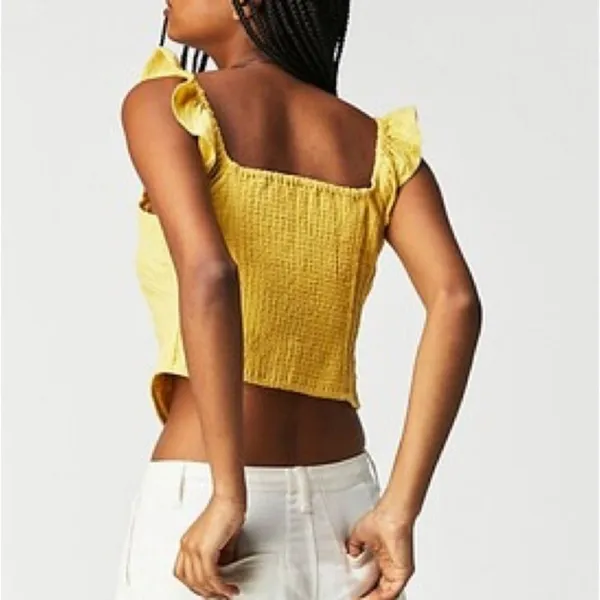 NWOT Free People Yellow Riviera Lace Tank Size Small - Image 2