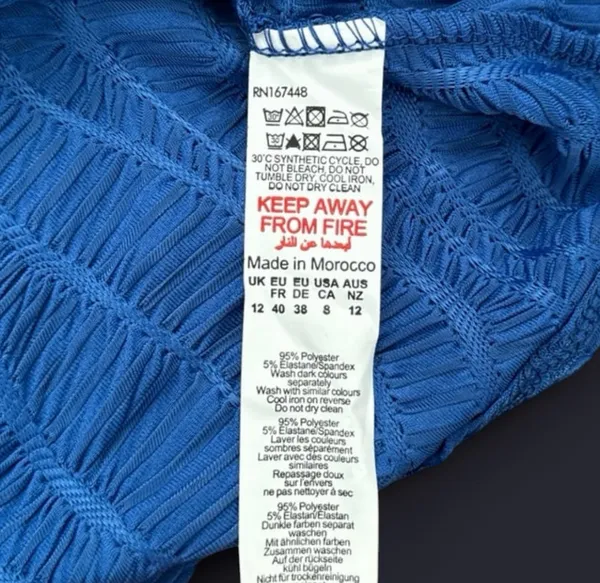 Electric Blue Textured Cowl Neck Blouse - Image 8