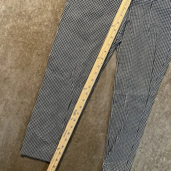 Old Navy Pants Womens 6 Pixie Mid Rise Gingham Plaid Black White Ankle Preppy - Image 7