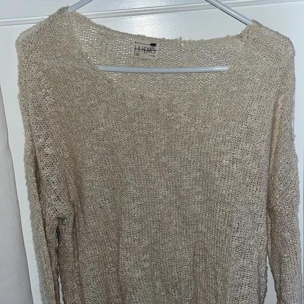 LA Hearts Cream Sweater Size M - Image 2