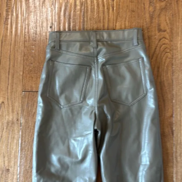 Abercrombie & Fitch 90’s ultra high rise straight taupe faux leather pant 25 - Image 11