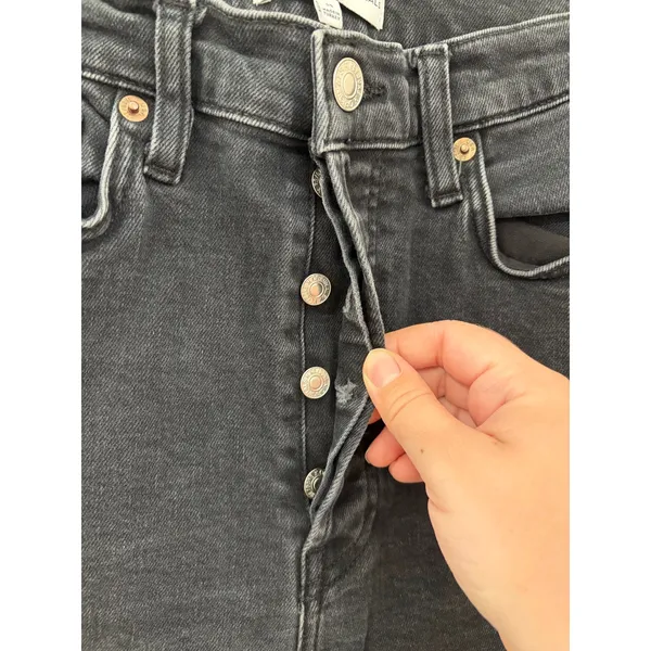 Re/Done Jeans Women's Size 29 Black Denim High Waisted Button Fly Straight Leg - Image 4