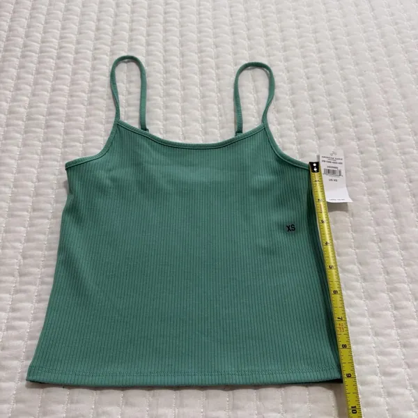 American Eagle Sleeveless Ribbed Cropped Tank Top Shirt Sz XS Extra Small Aqua - Image 6