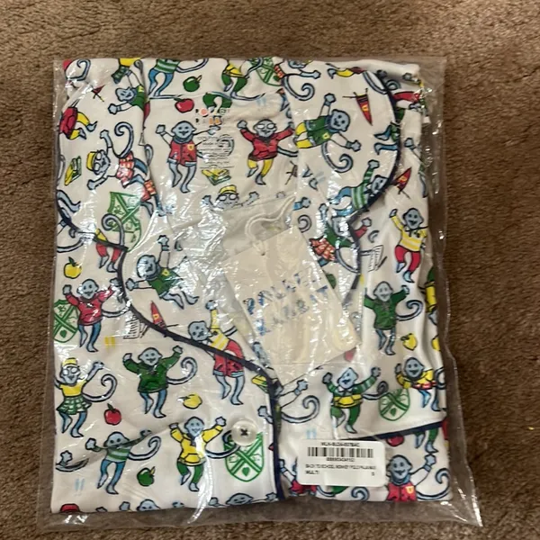 NWT Roller Rabbit Back to School Monkey Polo Pajamas Size XS - Image 5