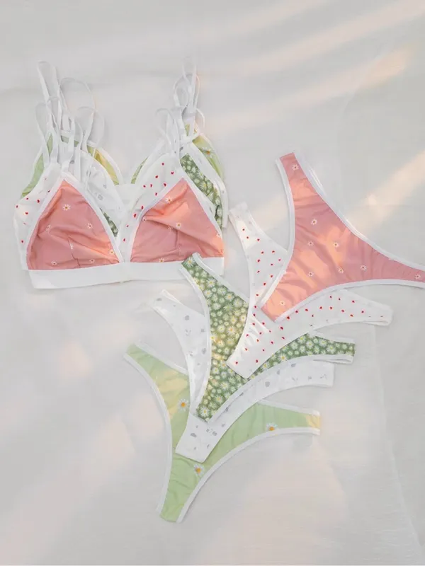 5 Sets Matching Bra and Panty Set Cute Sexy Lingerie Sets - Image 5
