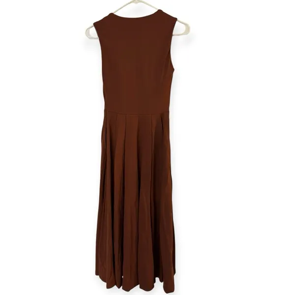 NWT OGL The Anytime Bra Ponte Knit Midi Dress Sz XS Cherry Wood Brown Stretchy - Image 3