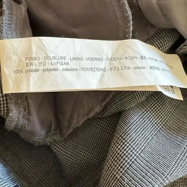 Zara Basic Gray Plaid Ruffle Pockets High Waist Straight Leg Pants SZ S #2010 - Image 11
