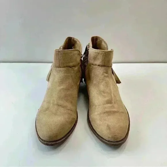 American‎ Eagle Boots Brown Tan Suede Fringed Side Zip Womens Size 9.5 - Image 2