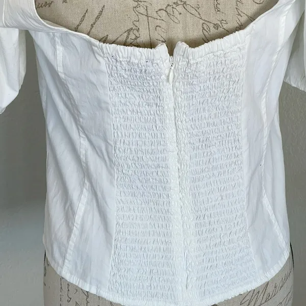 J.Crew Womens Blouse Sz 10 Short Sleeve Cottagecore Cottage Bohemian Smocked - Image 6