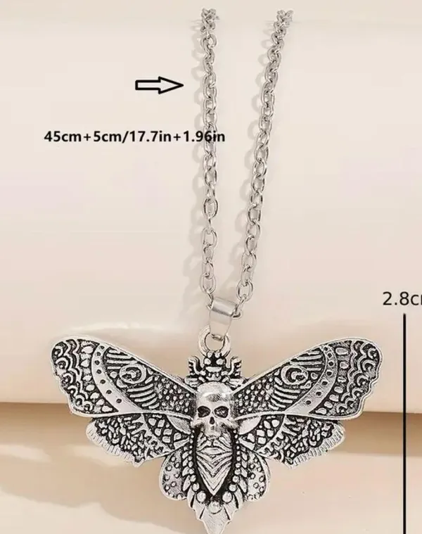 Vintage Butterfly Skull Decor Clavicle Chain Pendant Necklace - Image 3