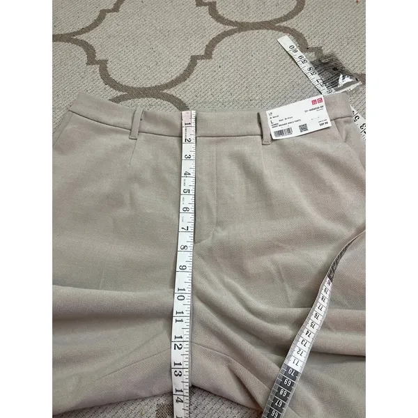 NWT Uniqlo Smart Brushed Herringbone Ankle Trousers Natural Size 30, MSRP $50 - Image 5