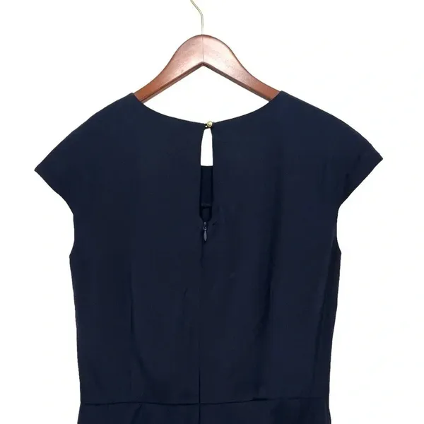 Amanda Uprichard Silk Cap Sleeve Pleated Shift Mini Dress Navy Blue Size L NEW - Image 5
