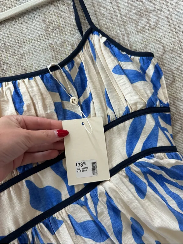 NWT Impeccable Pig Blue and White Leaf Print Maxi Dress - Image 4