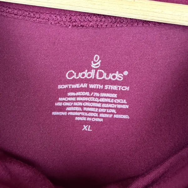 Cuddl Duds Tunic Top Size XL Wine Softwear with Stretch Cowl Neck Comfy Layering - Image 4
