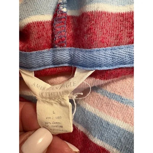 American Eagle‎ y2k Striped Full Zip Hoodie Women's Top With Pockets vintage Lg - Image 4