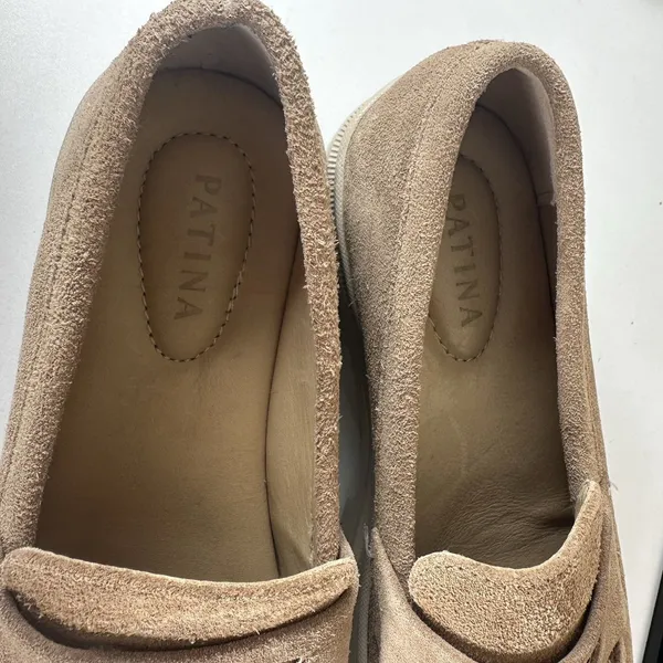 Patina Zoe Loafer Womens 9 Taupe Beige Chunky Suede Lug Sole Platform Penny - Image 7