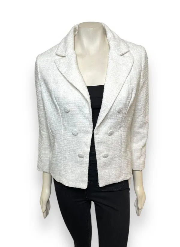 Lulu’s l White Tweed Open-Front Blazer Medium New with Tags - Image 10