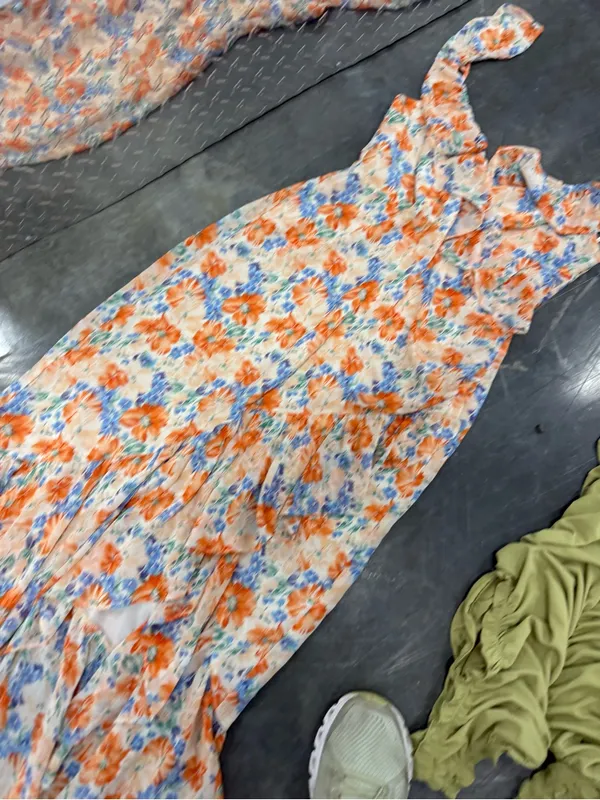 Astr Floral Ruffle Maxi Dress — Orange, Blue & Cream - Image 8