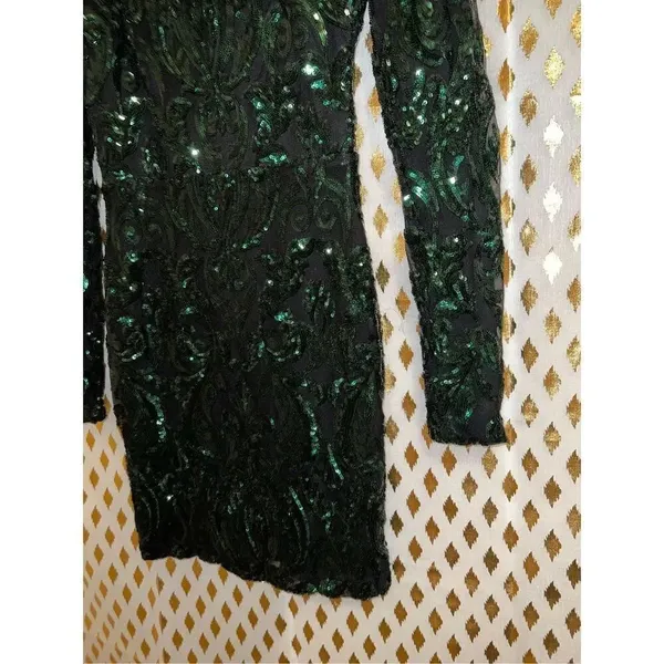 Windsor green sequin mini dress long sleeved size S - Image 5
