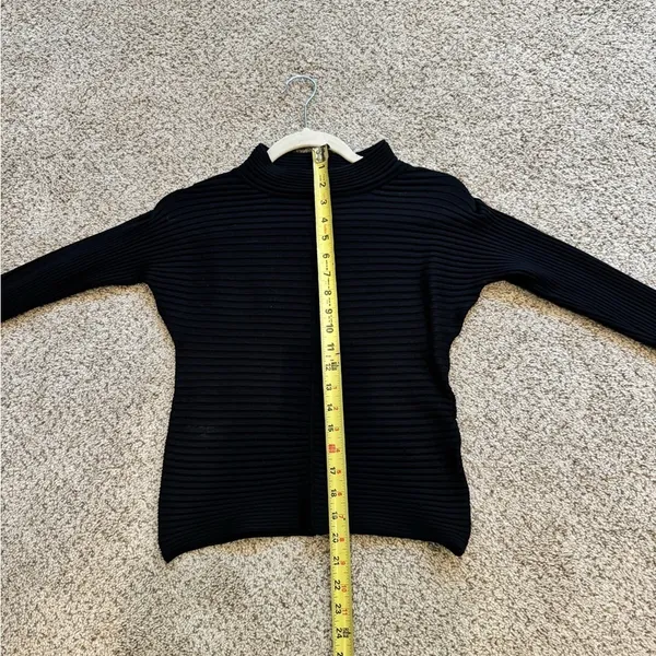 Exhibit A Black Silk Blend Ribbed Mock Neck Long Sleeve Top Medium Minimalist - Image 7